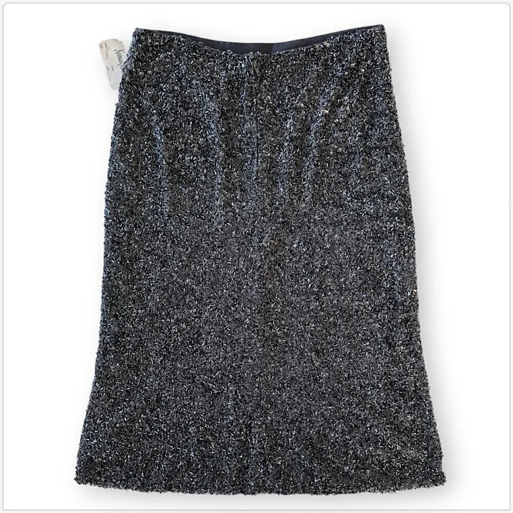 Badgley Mischka Couture Charcoal Gray Heavily Beaded Sequin Evening Skirt NWT 4